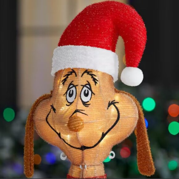 47 in 3D Holiday Lighted Tinsel Yard Prop How The Grinch Stole Christmas Decor - Picture 2 of 6